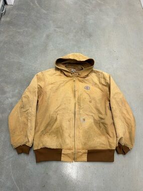 Carhartt Men's Hooded Jacket in Brown/Tan